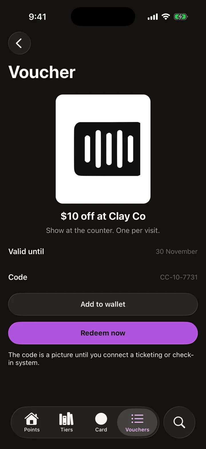 Orbit Rewards: Voucher on iOS, dark