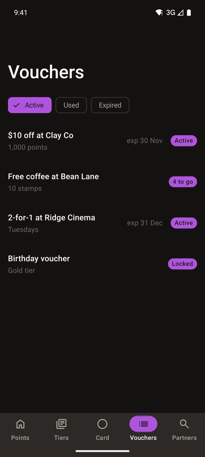 Orbit Rewards: Vouchers on Android, dark
