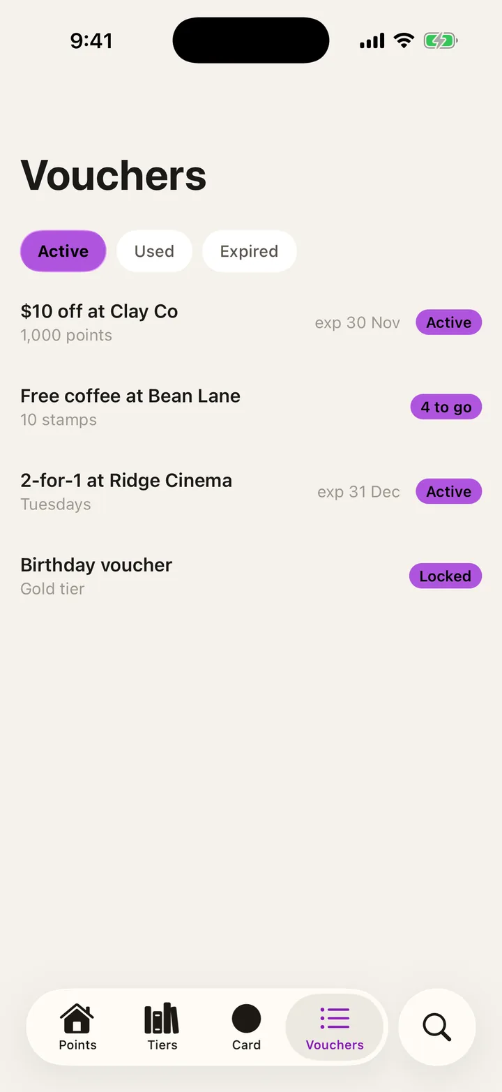 Orbit Rewards: Vouchers on iOS, light