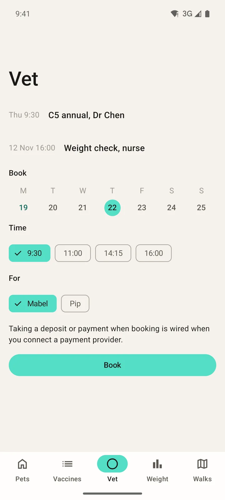 Pawprint Health: Vet on Android, light