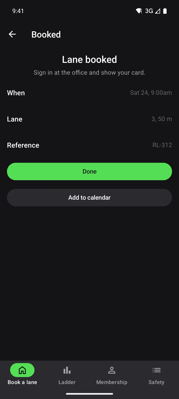 Ridgeline Sporting Club: Booked on Android, dark