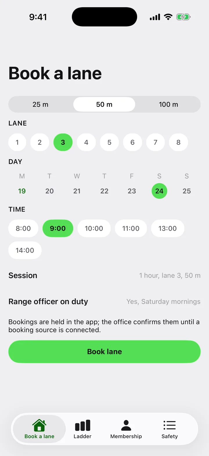 Ridgeline Sporting Club: Book a lane on iOS