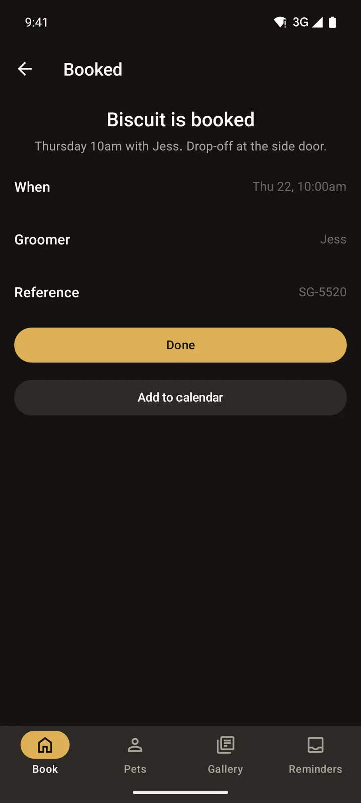Scruffs Grooming: Booked on Android, dark