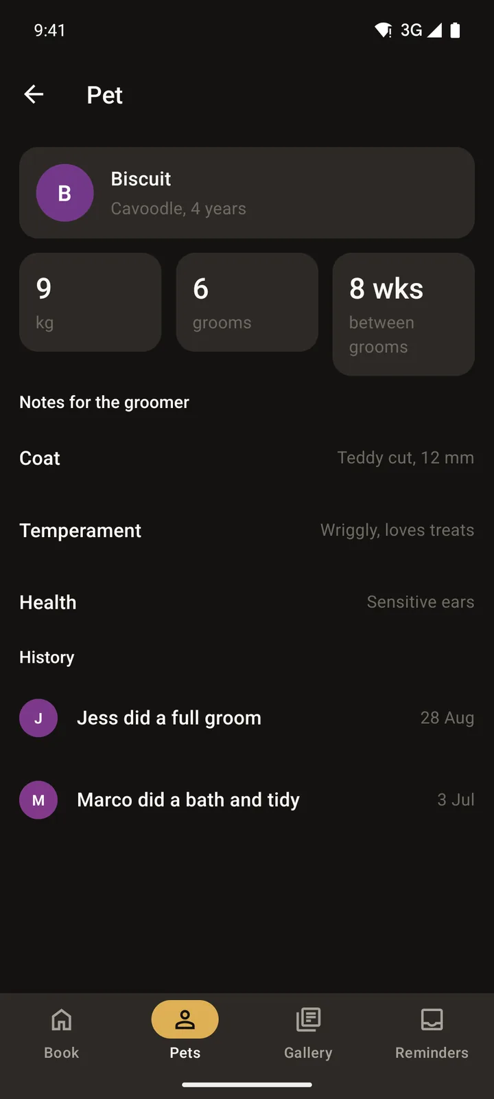 Scruffs Grooming: Pet on Android, dark