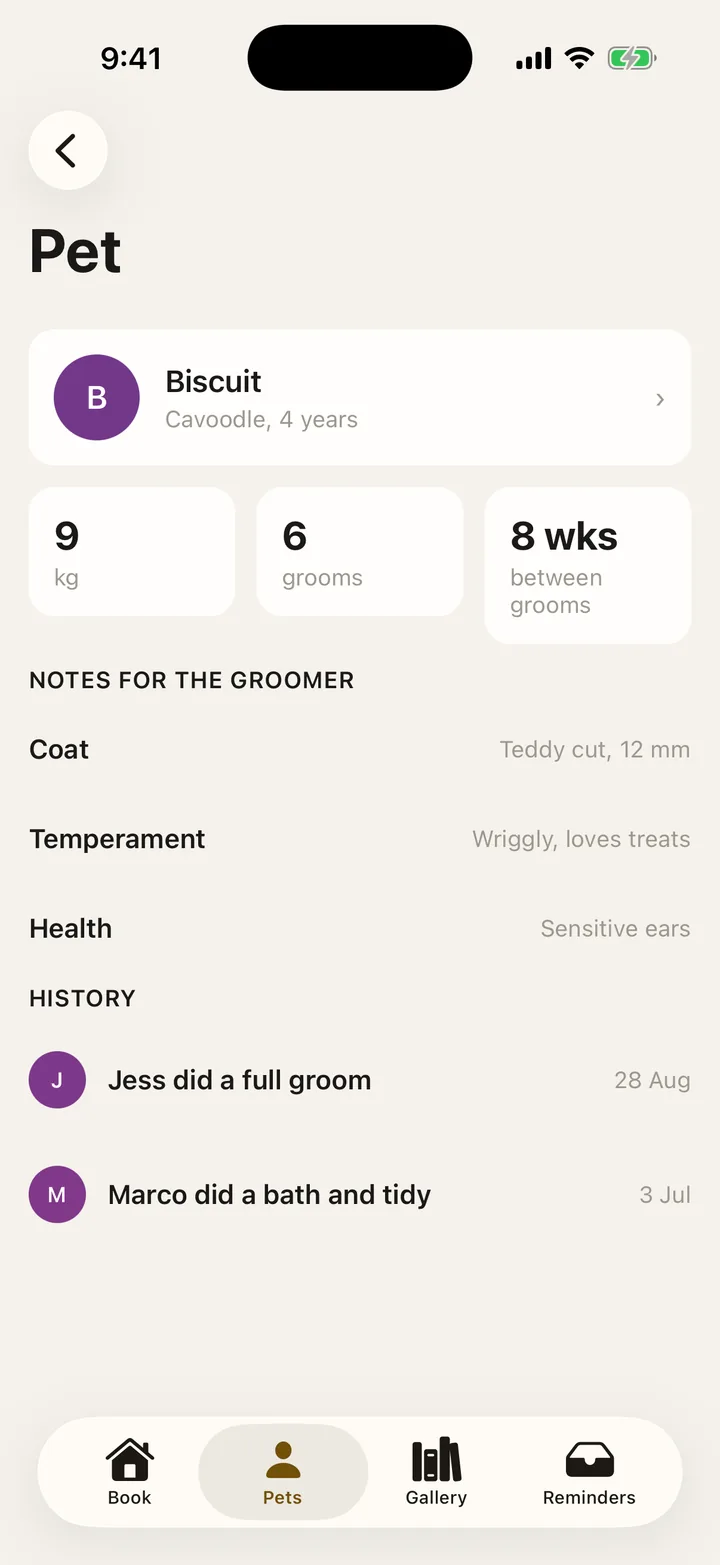 Scruffs Grooming: Pet on iOS, light