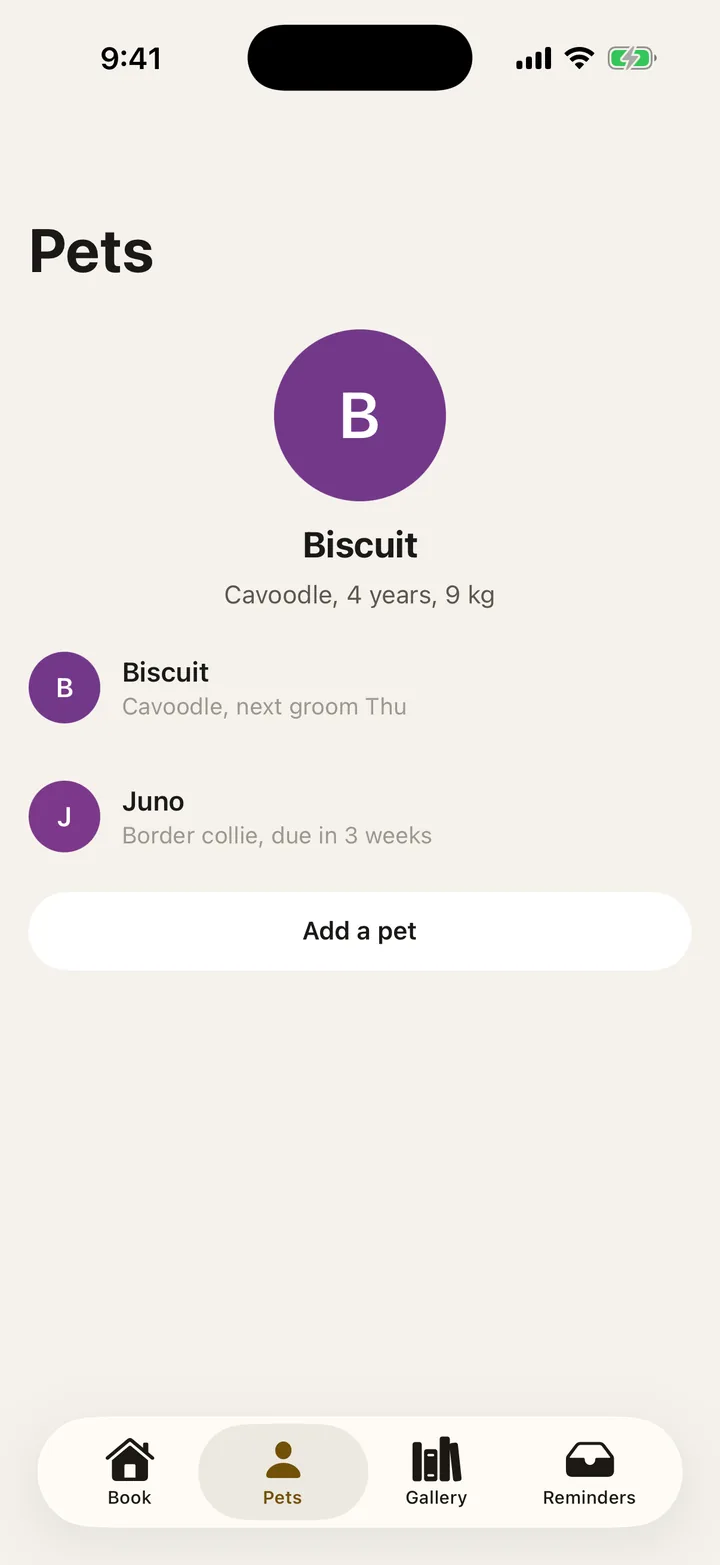 Scruffs Grooming: Pets on iOS, light