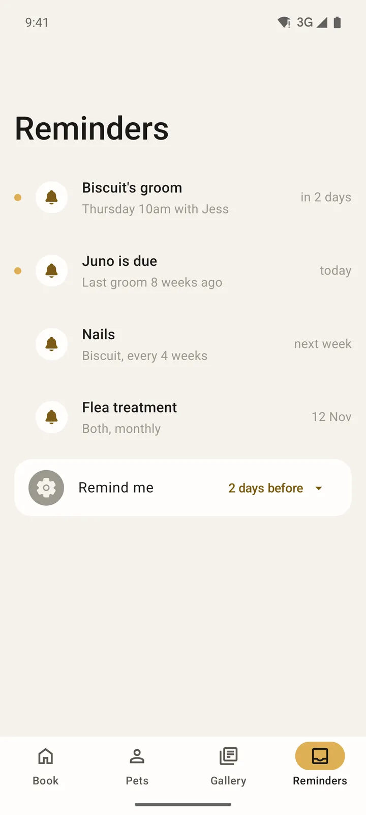 Scruffs Grooming: Reminders on Android, light