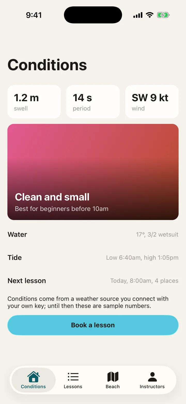 Southswell Surf School: Conditions on iOS