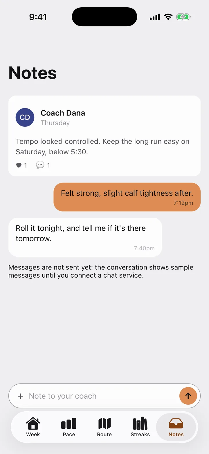 Stride Plan: Notes on iOS, light