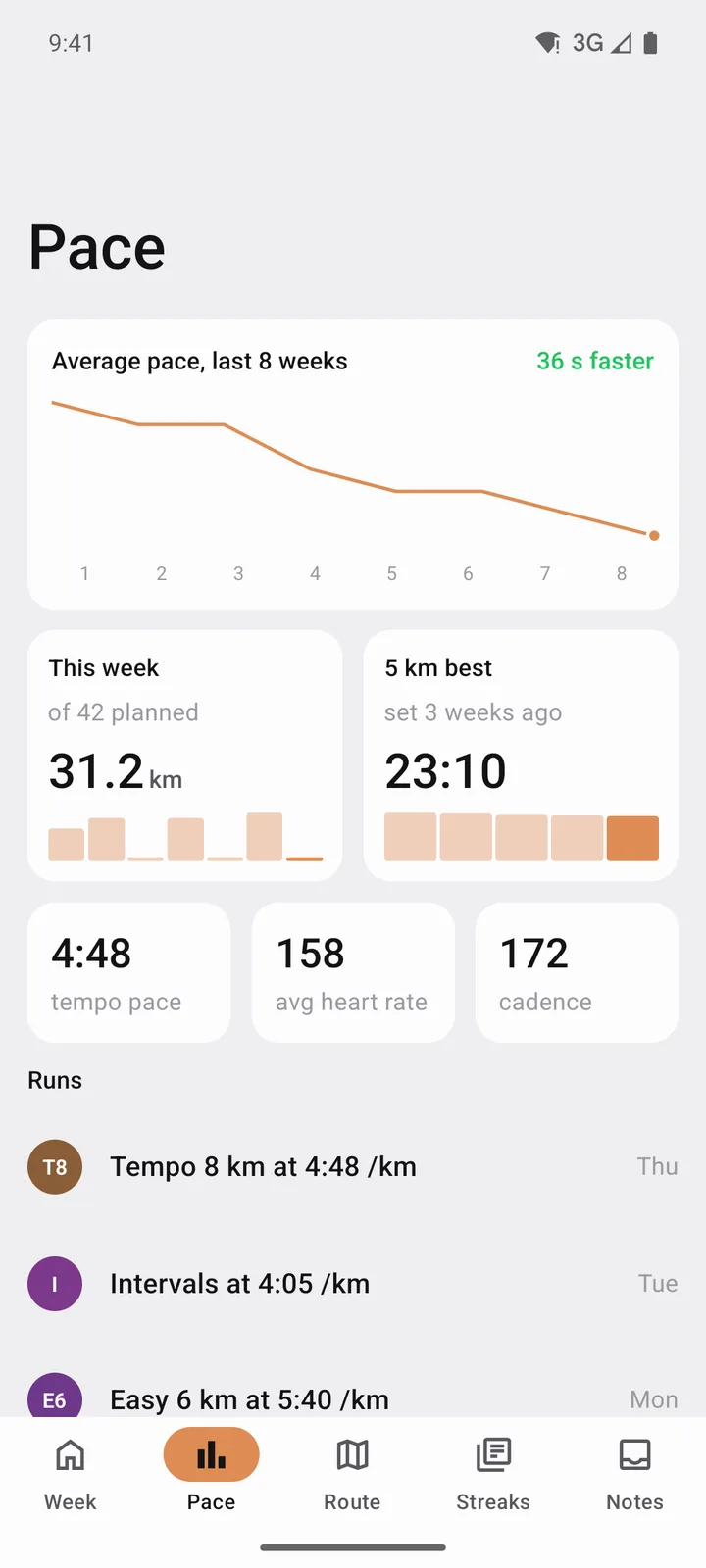Stride Plan: Pace on Android, light
