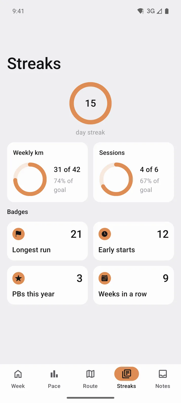 Stride Plan: Streaks on Android, light