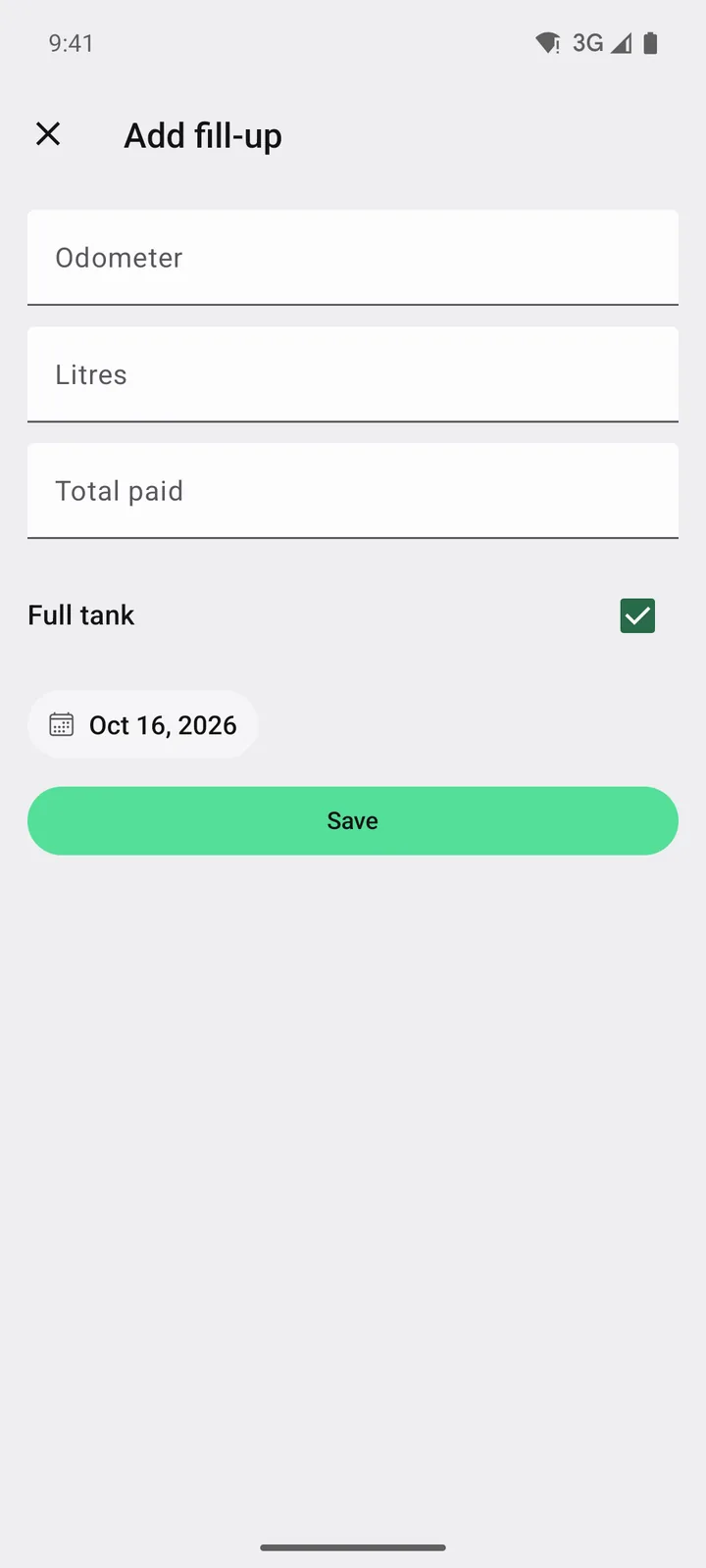 Tank & Odometer: Add fill-up on Android, light
