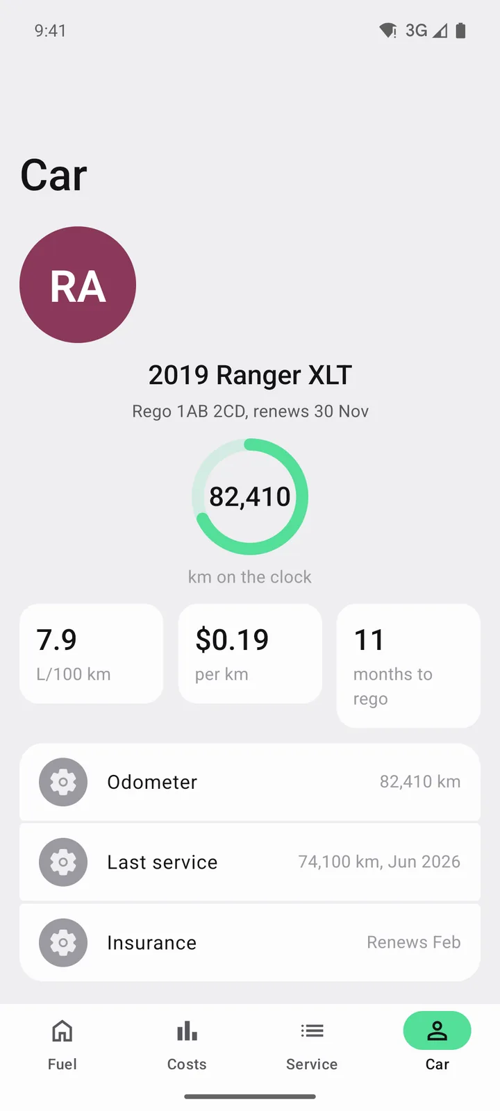 Tank & Odometer: Car on Android, light