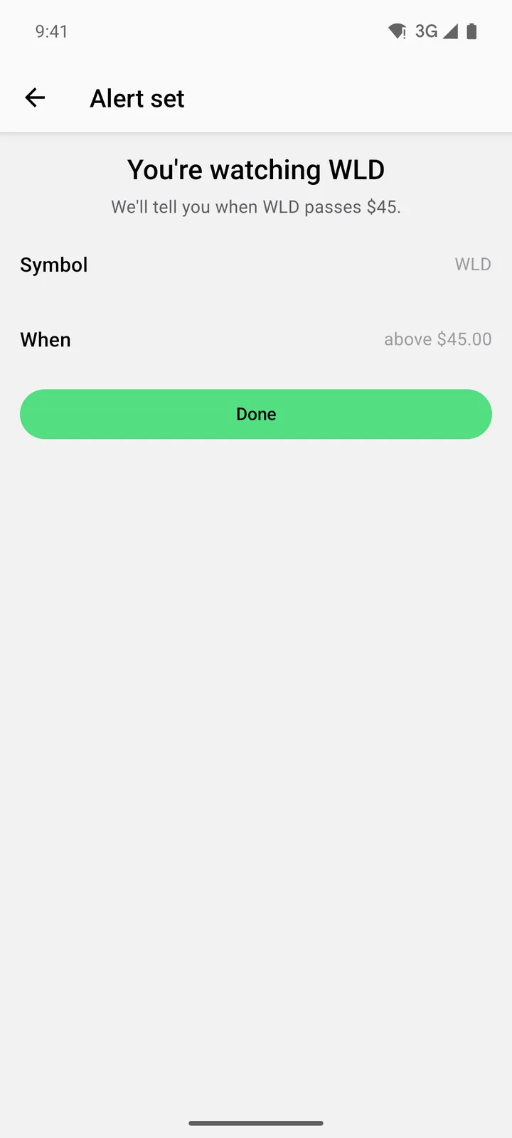 Ticker Board: Alert set on Android, light