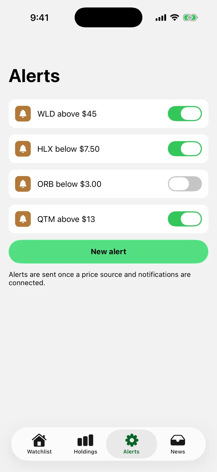 Ticker Board: Alerts on iOS, light