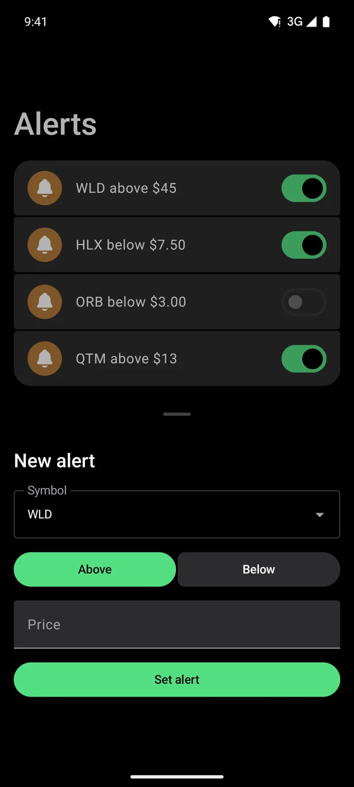 Ticker Board: New alert on Android, dark
