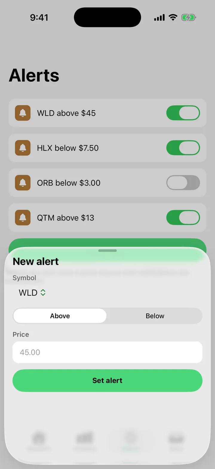 Ticker Board: New alert on iOS, light