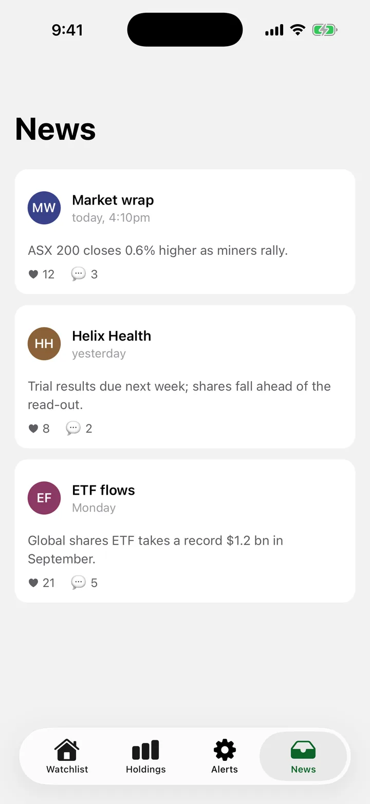 Ticker Board: News on iOS, light