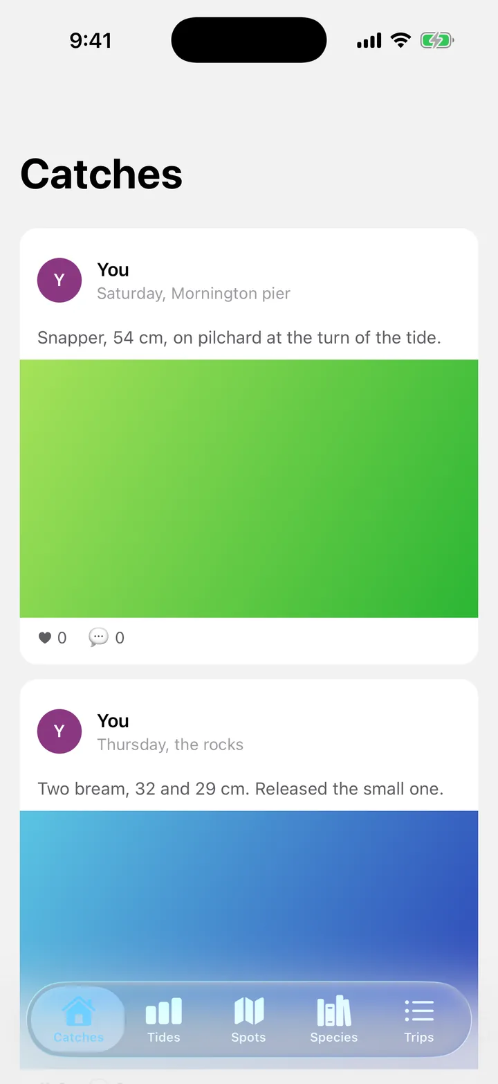 Tidelog: Catches on iOS, light