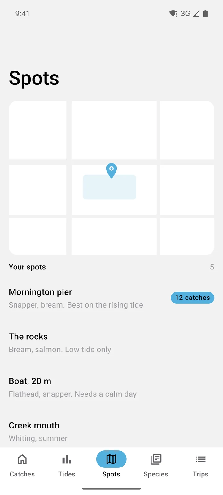 Tidelog: Spots on Android, light