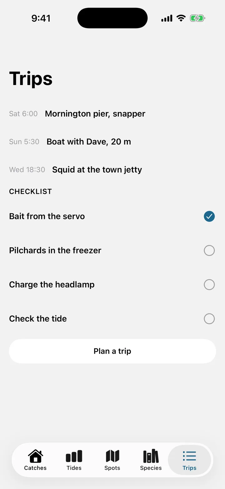 Tidelog: Trips on iOS, light
