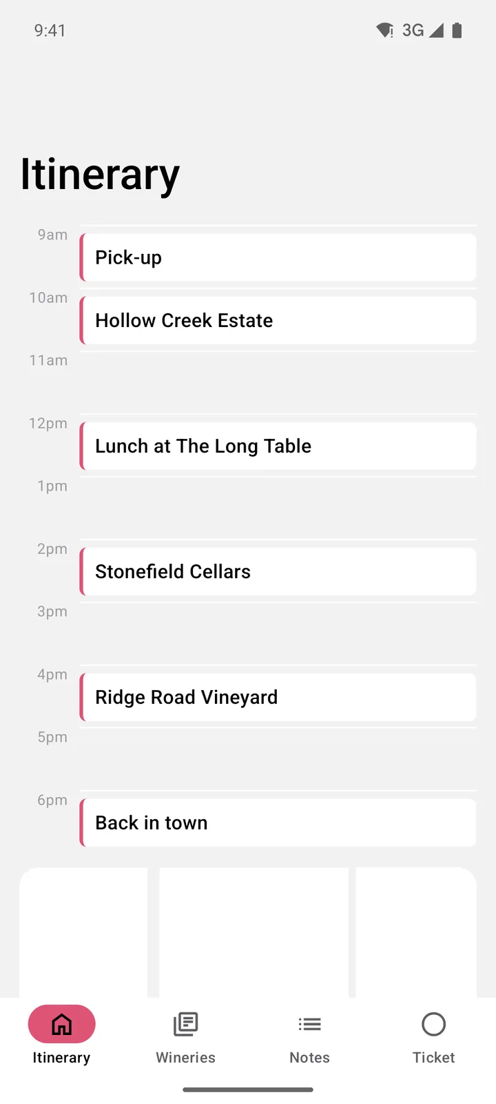 Vine & Valley Tours: Itinerary on Android