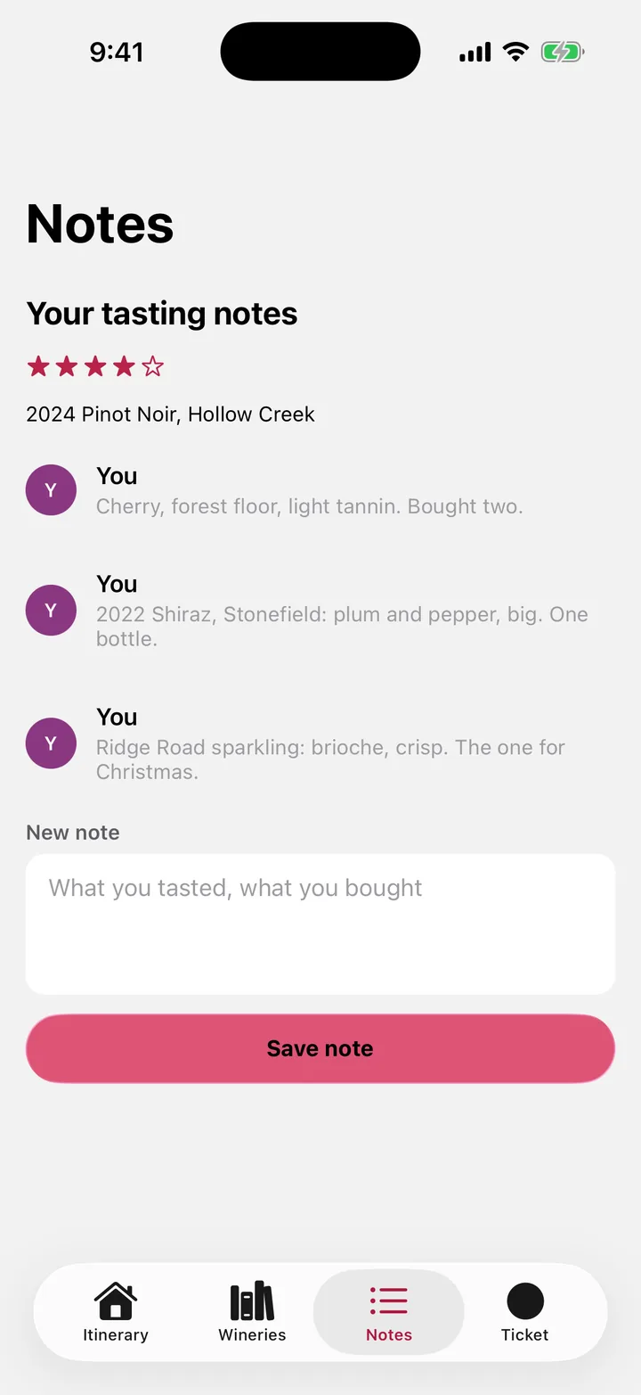 Vine & Valley Tours: Notes on iOS, light