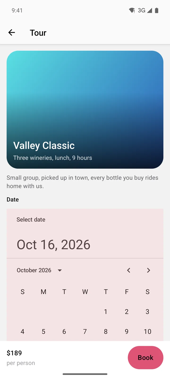 Vine & Valley Tours: Tour on Android, light
