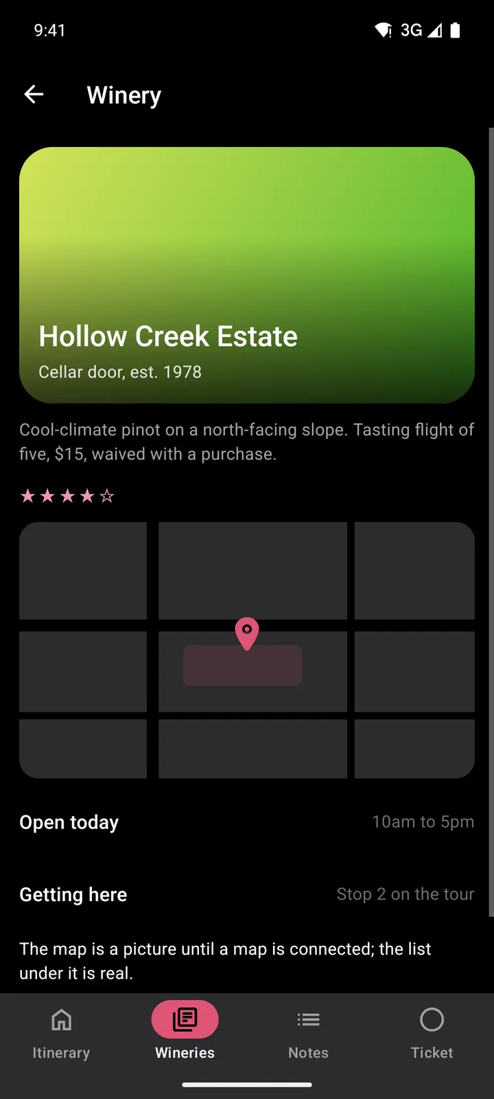 Vine & Valley Tours: Winery on Android, dark