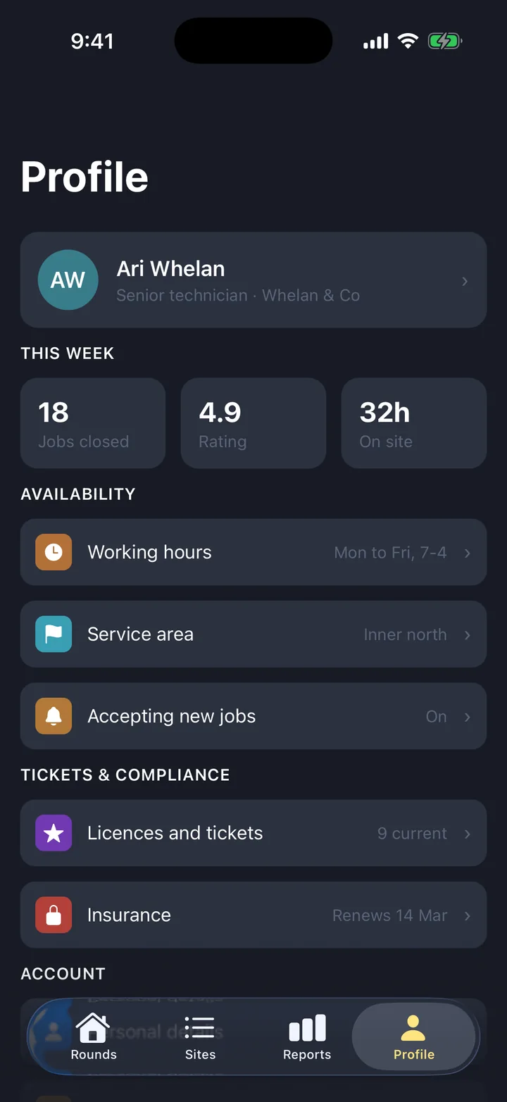 Profile on iOS