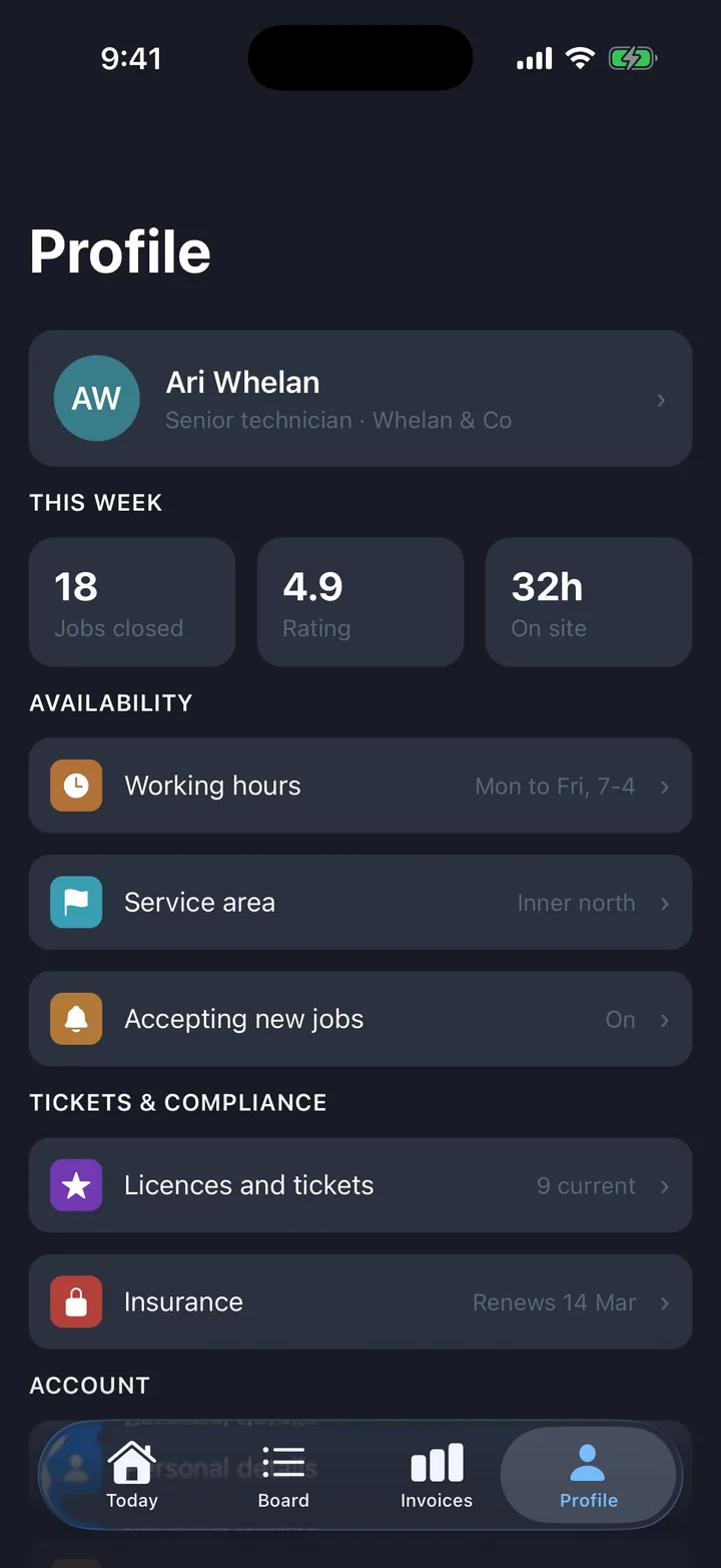 Profile on iOS