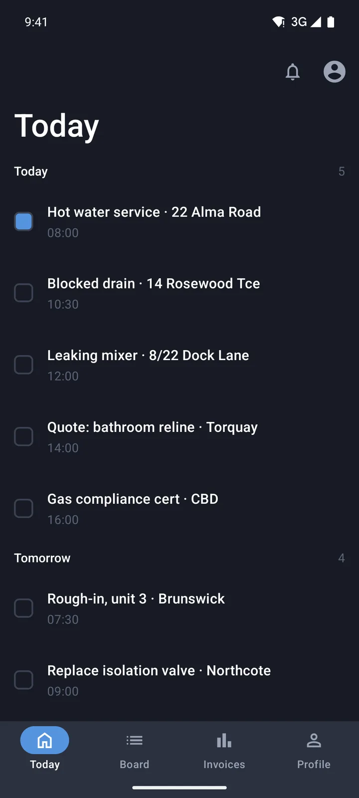 Jobs & field service: Today on Android