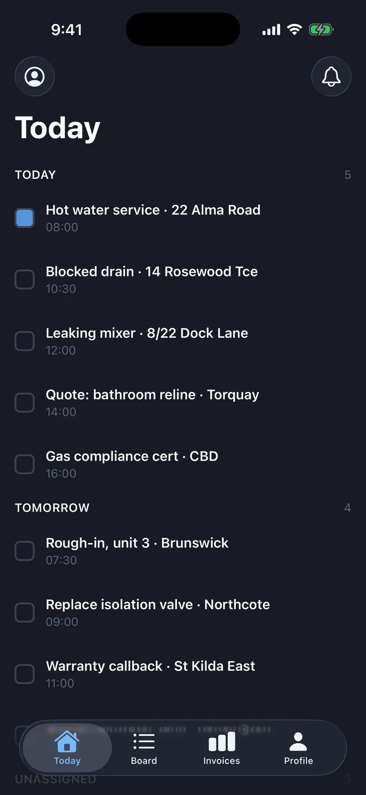 Jobs & field service: Today on iOS