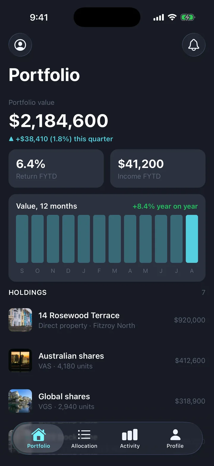 Portfolio & holdings: Portfolio on iOS