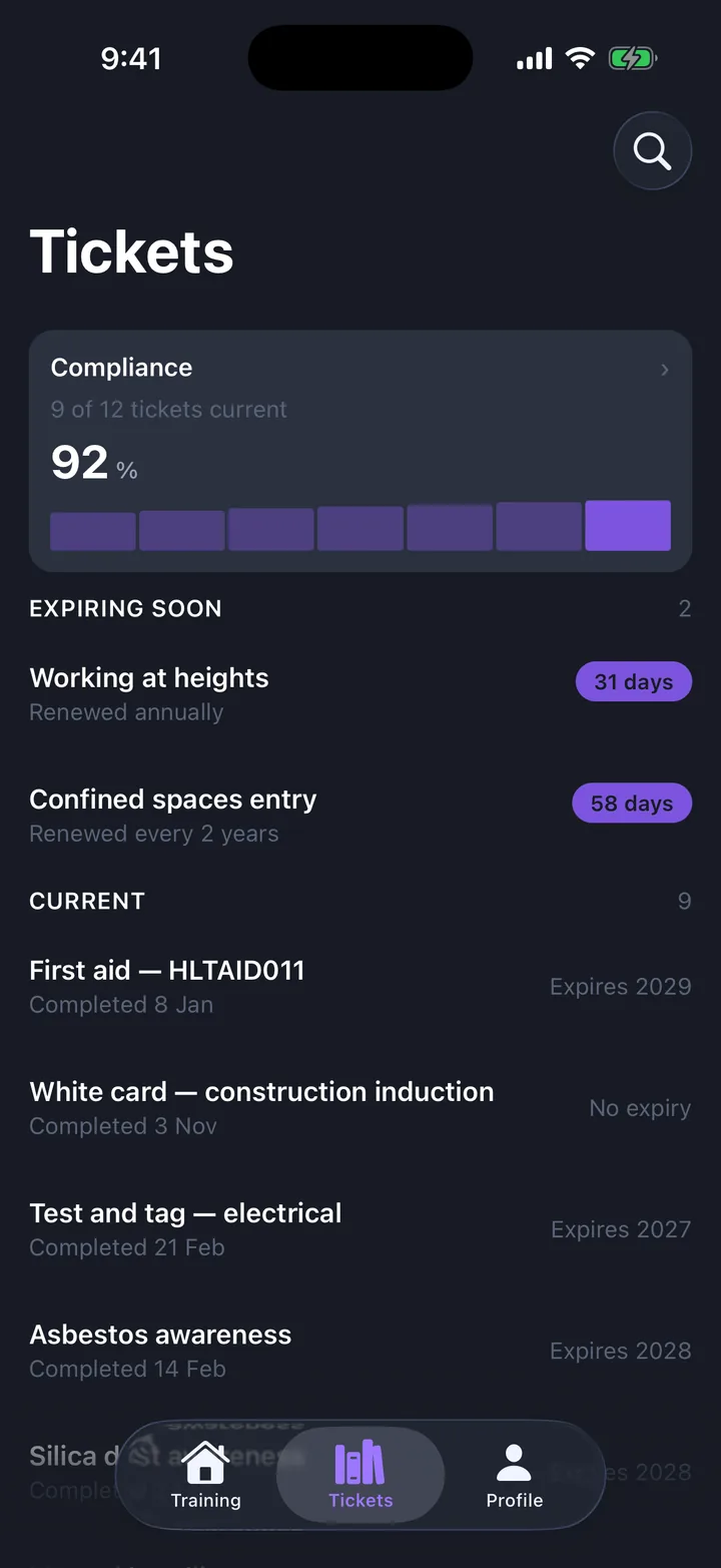 Tickets on iOS